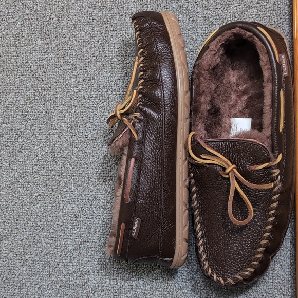 L.L. Bean Wicked Good Moccasins Moosehide Slipper Chocolate Brown Size 11.0 - Picture 7 of 14
